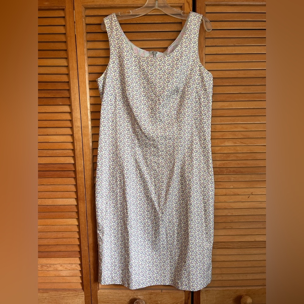 Vintage Laura Ashley Pastel Patterned Sleeveless shift dress Sz UK 10/US 6